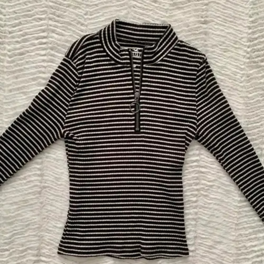 Striped Long Sleeve Ribbed Hollister Shirt